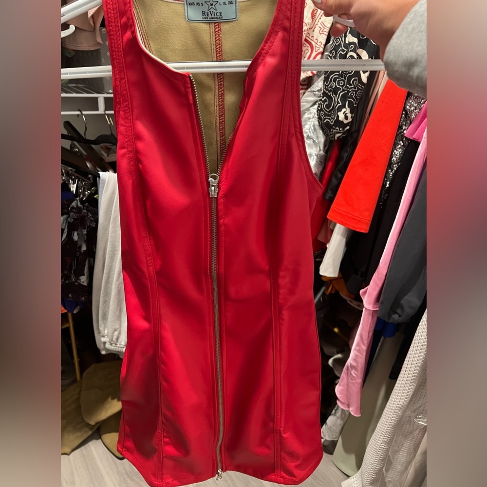 REVICE red denim dress